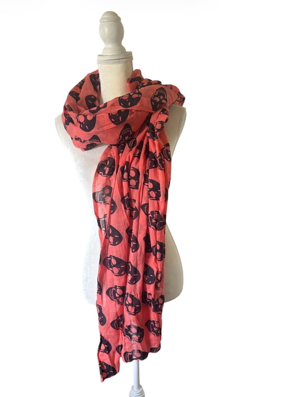 Raj Coral Skull Print Scarf